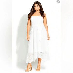 City Chic Ivory Flirty Nature midi dress size XXL/24